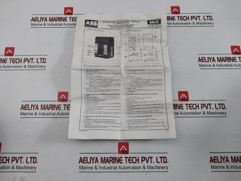 Used Condition Motor Protection Circuit Breaker Sh 125 Abb 50-60 Hz 660V