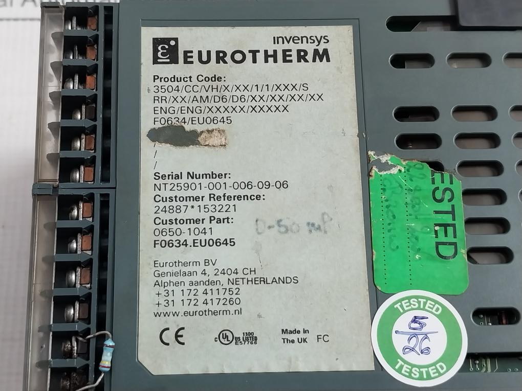 Process Controller 100-240Vac +10/ -15% 48-62Hz 15W Vaf Instruments 3504