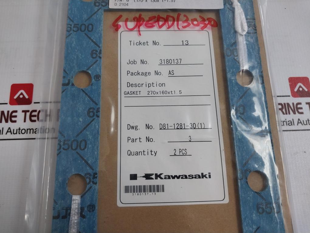 Valqua 6500 Gasket 0Zj-000-00E 270X160Xt1.5