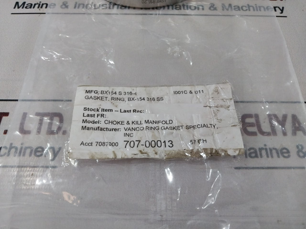 Vanco S316 Gasket Ring Bx154 S 316-4 Asmeb16.20