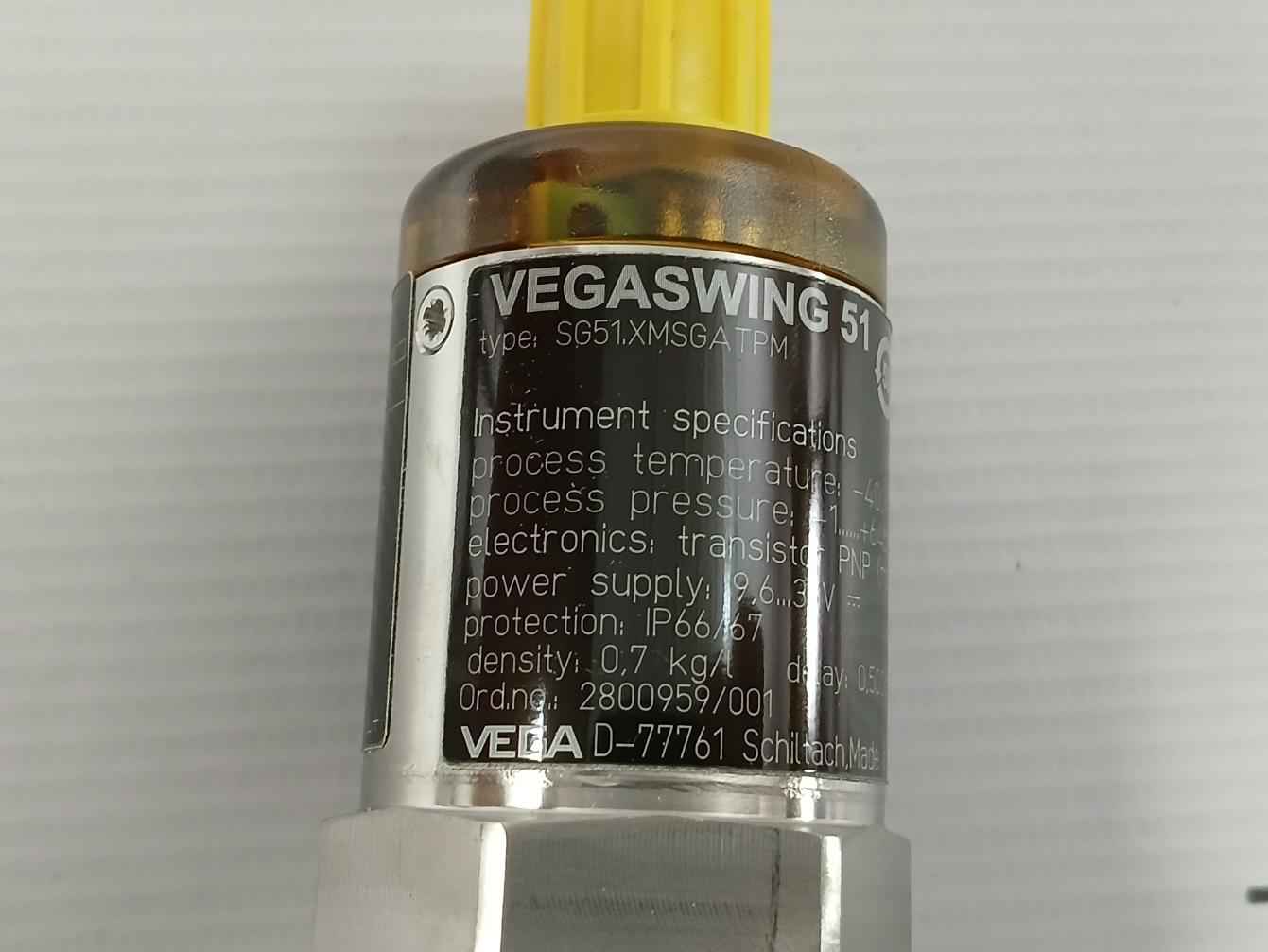 Vega Sg51.Xmsgatpm Vibrating Level Switch F/ Liquid Vegaswing 51 -40 To +100°C