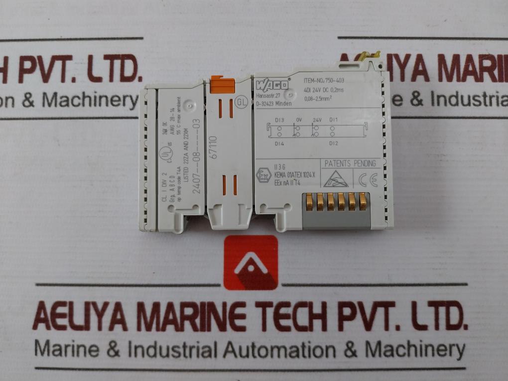 Wago 750-403 4 Channel Digital Input 4Di 24V Dc 0.2Ms 55°C Max Ambient