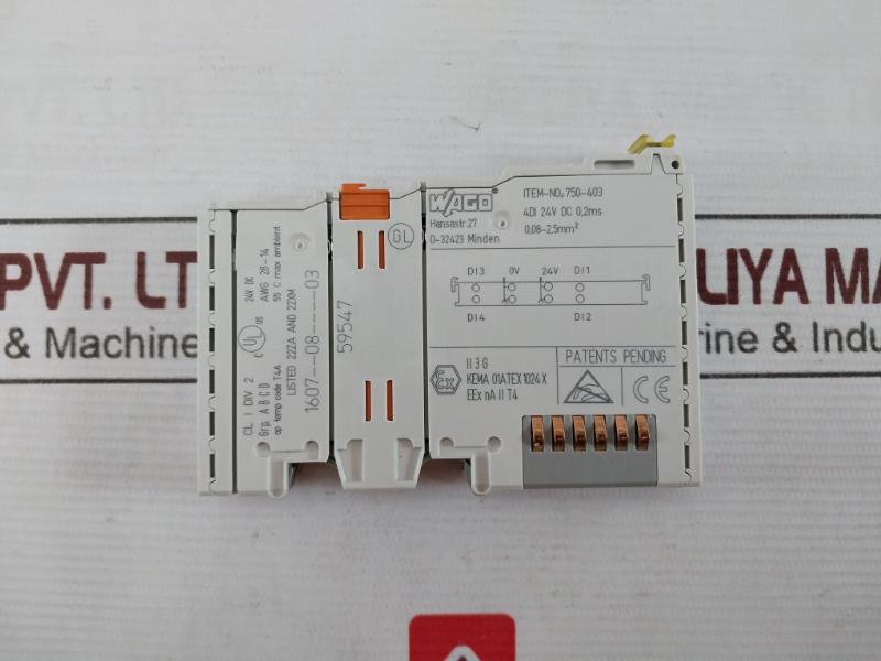 Wago 750-403 Digital Input Module 4Di 24Vdc 0.2Ms, 0.08-2.5Mm2