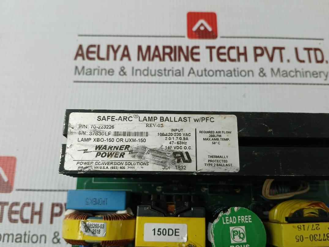 Warner Power 70-223226 Lamp Ballast W/Pfc Pcb Assy 50C Xbo-150 Rev-02