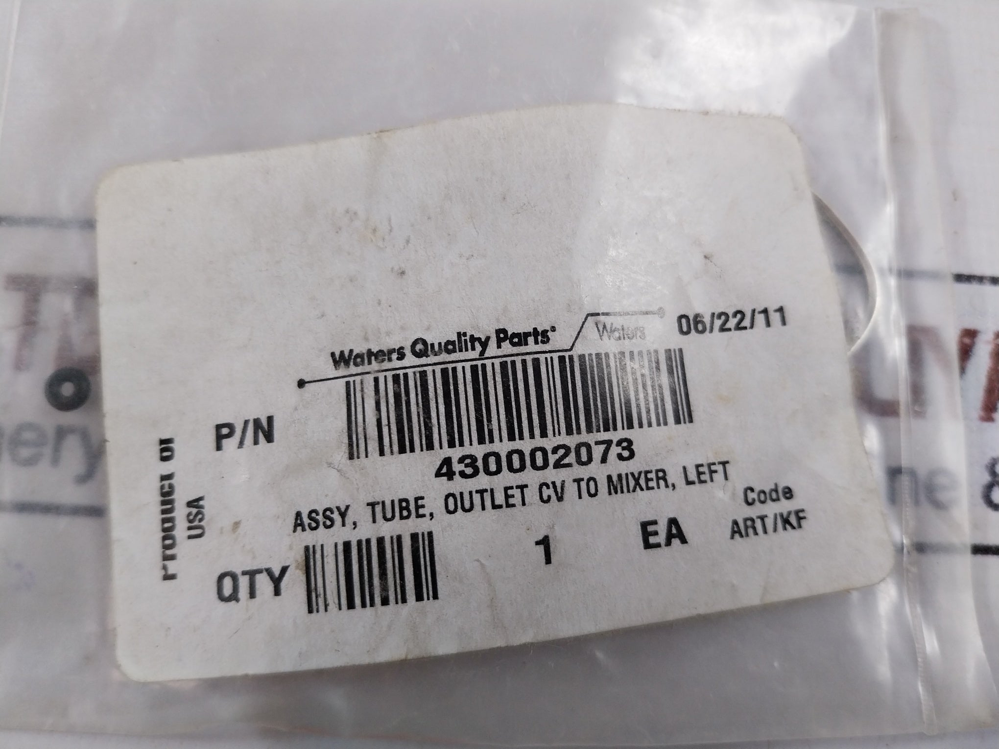 Waters 430002073 Tubing Assembly Left Oultlet CV to Mixer