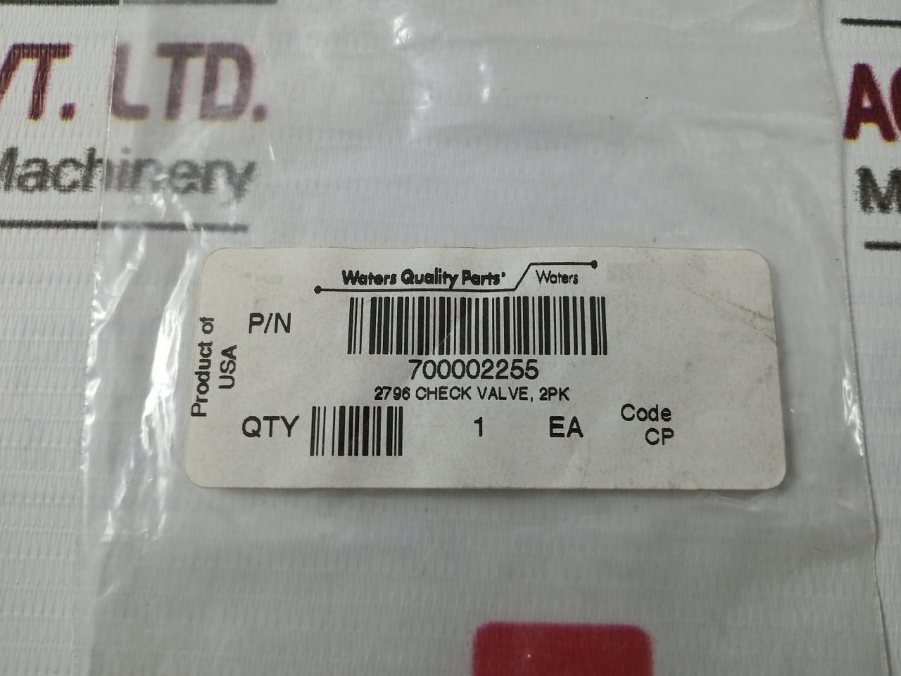 Waters 700002255 2796 Check Valve 2Pk