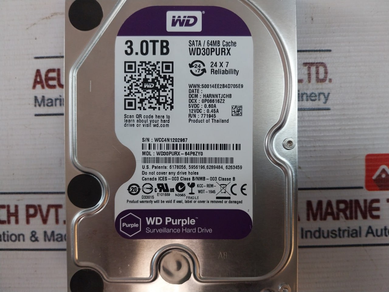 Wd Purple Wd30Purx-64P6Zy0 Surveillance Hard Drive 3.0Tb Rev.A