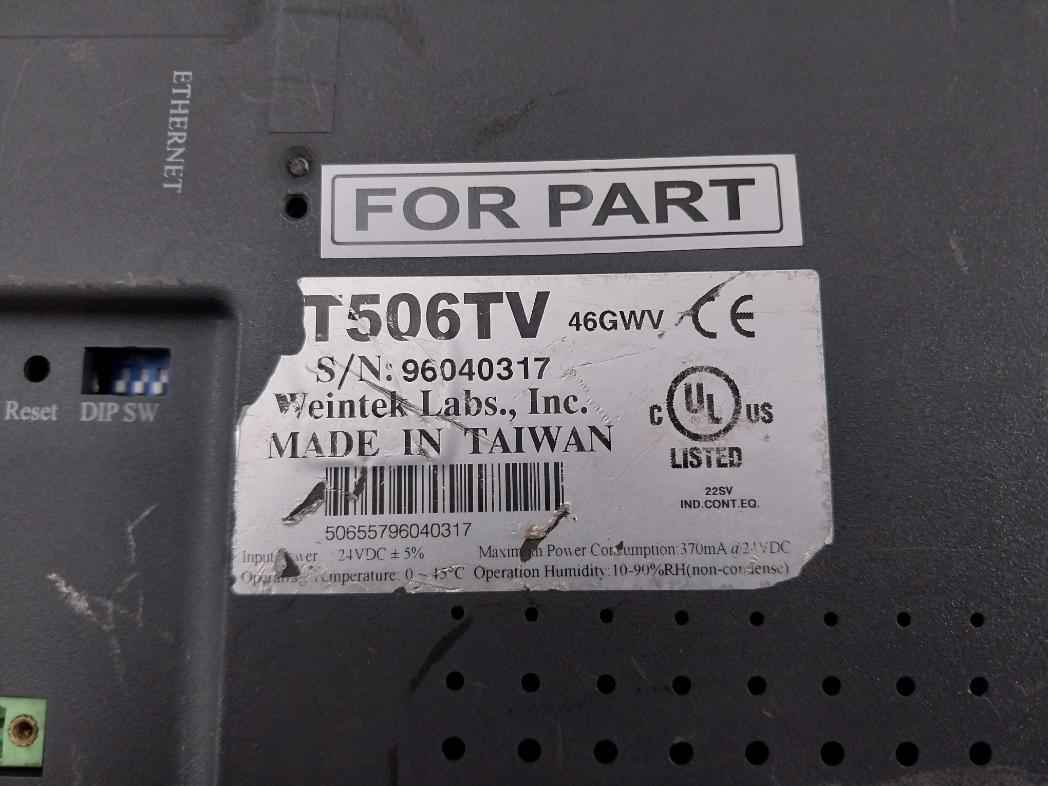 Weintek Mt506Tv Human Machine Interface W/ Display 24Vdc 0~45°C(Not Working)