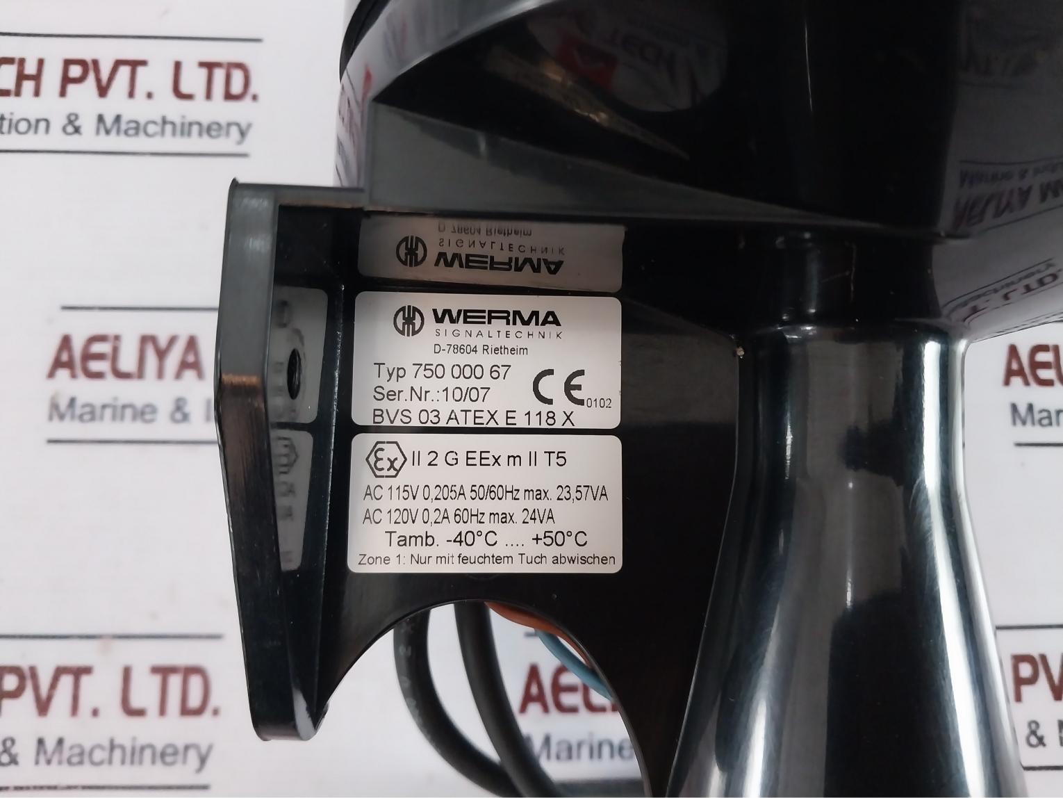 WERMA 750 000 67 Ex Signal Horn Wm 205A 50/60HZ