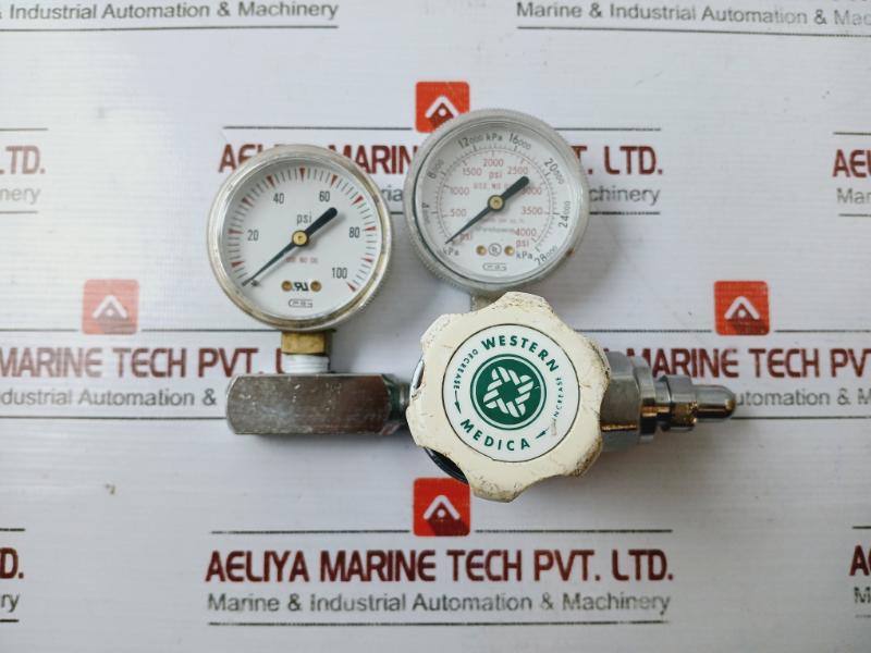 Western Medica M1-540-PG Compressed Gas Regulator W/ High Pressure Gauge