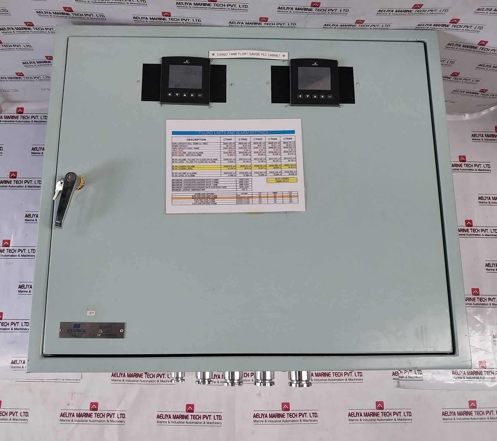 Whessoe 01761-12-2100 Cargo Tank Float Gauge Plc W/ Cabinet Rev A 100-240v Ac