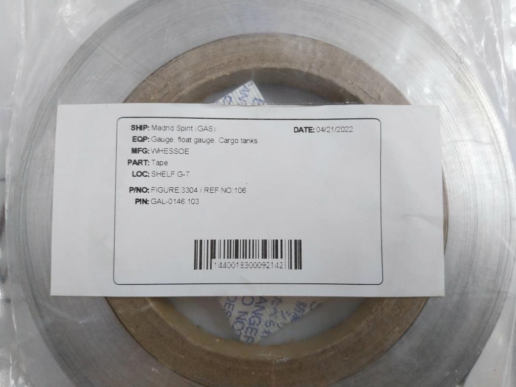 Whessoe Metric Invar Tape For Cargo Tank Float Type Level Gauge Figure.3304