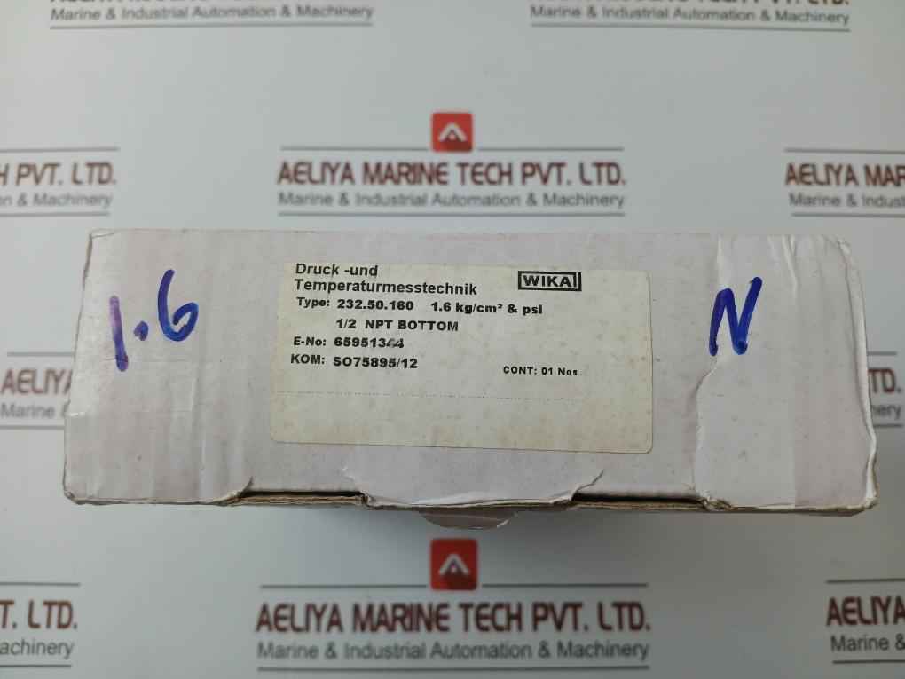 Wika 1.6 Kg/Cm² & Psi Pressure Gauge 232.50.160, 0-23Psi