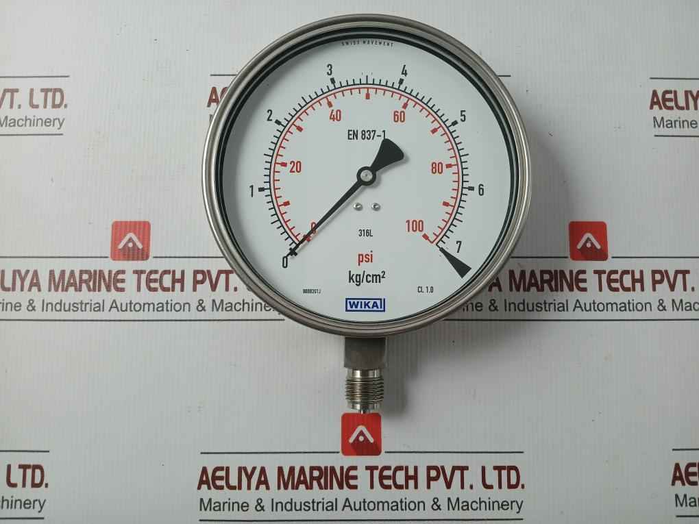 Wika 7 Kg/Cm2 & Psi 230.20.160 Pressure Gauge 0-100 Psi