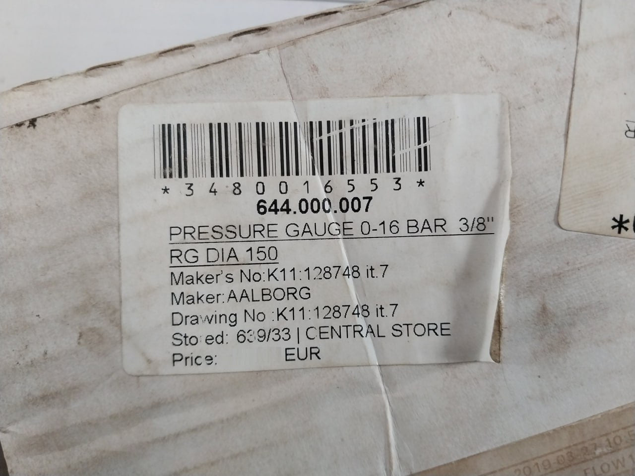 Wika En 837-1 Pressure Gauge 0-16 Bar 3/8 Inch Rg