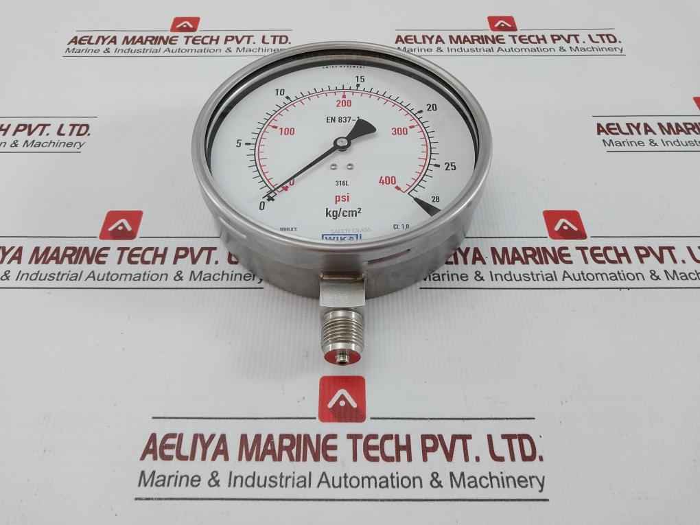 Wika En 837-1 Pressure Gauge 28 Kg/Cm2 & Psi Part No: 232.50.160