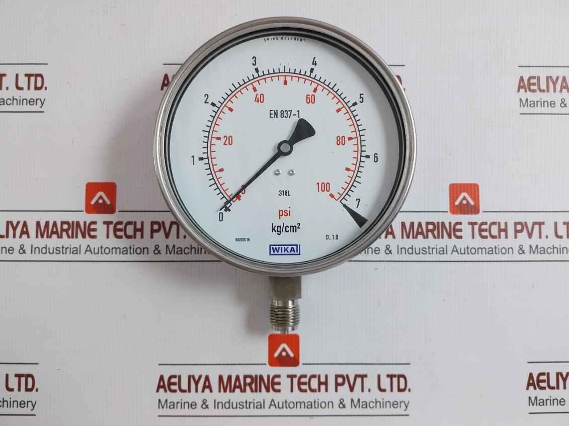 Wika Pressure Gauge 0 To 100 Psi-7 Kg/Cm2 230.20.160
