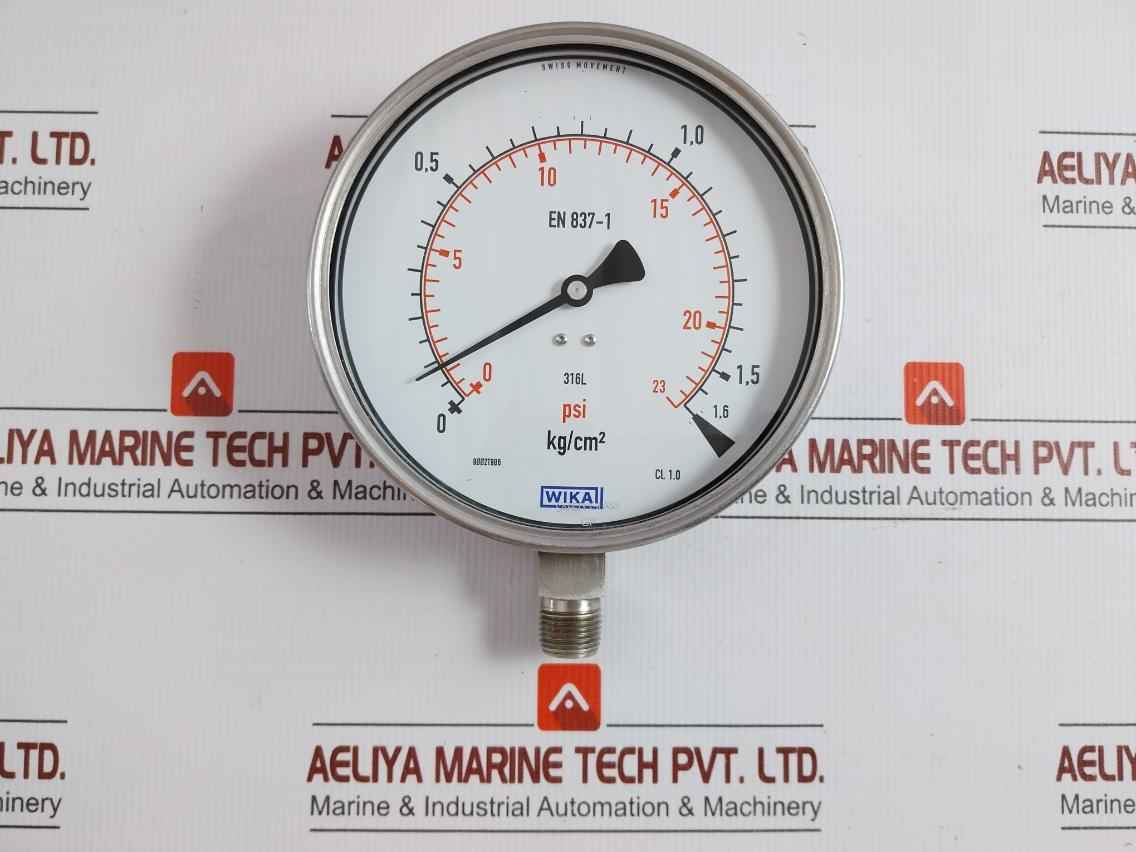 Wika Pressure Gauge 0 To 23 Psi-1.6 Kg/Cm2 232.50.160