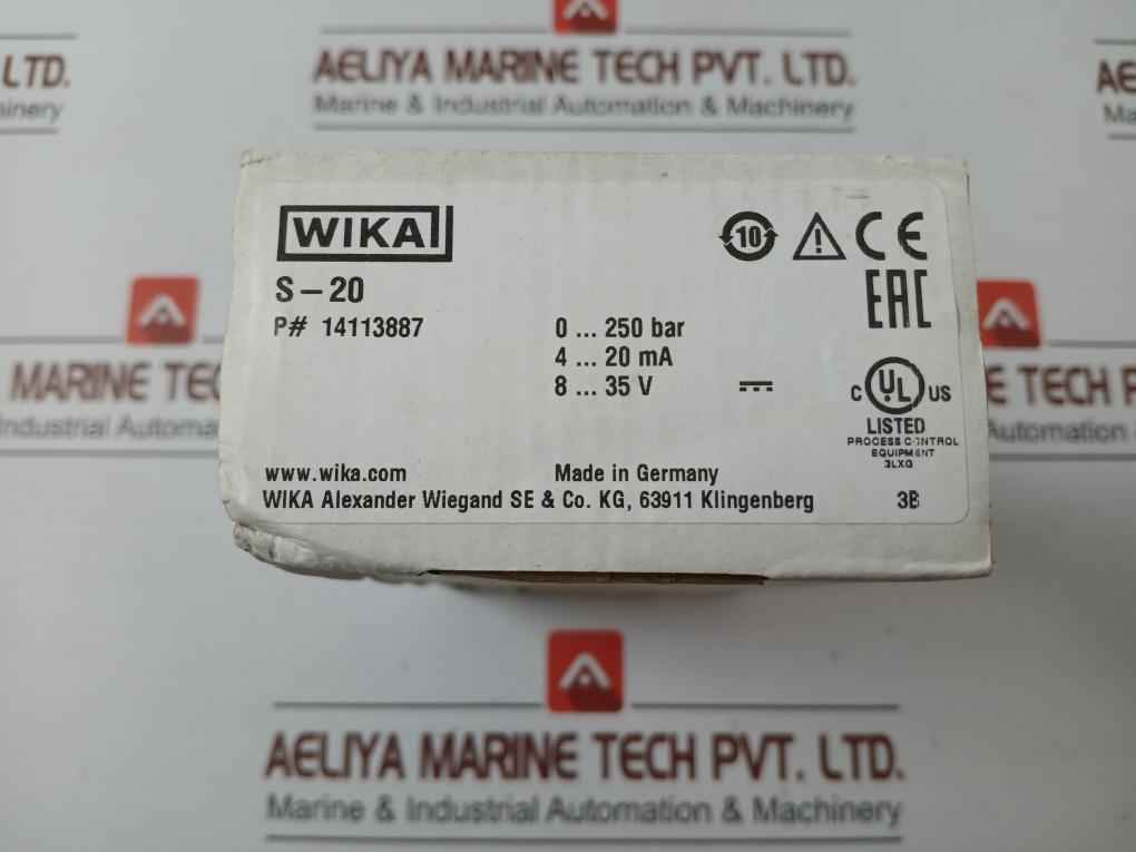 Wika Pressure Sensor Transmitter Power Supply 14113887, 8-35 V Max. 25 Ma
