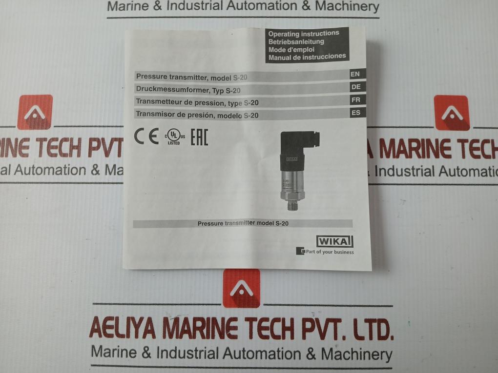 Wika Pressure Sensor Transmitter Power Supply 8…35V…Max 25Ma, S-20