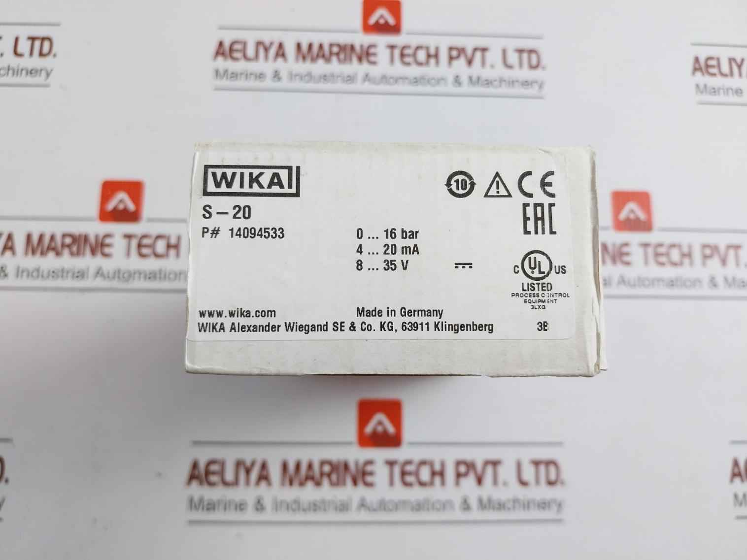Wika Pressure Transmitter Power Aupply - 8-35 V Max. 25 Ma 14094533