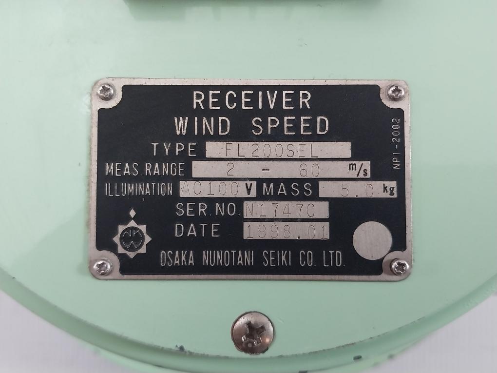 Wind Speed Indicator Fl200Sel Osaka Nunotani Seiki 0-60 M/S,0-115 Kt