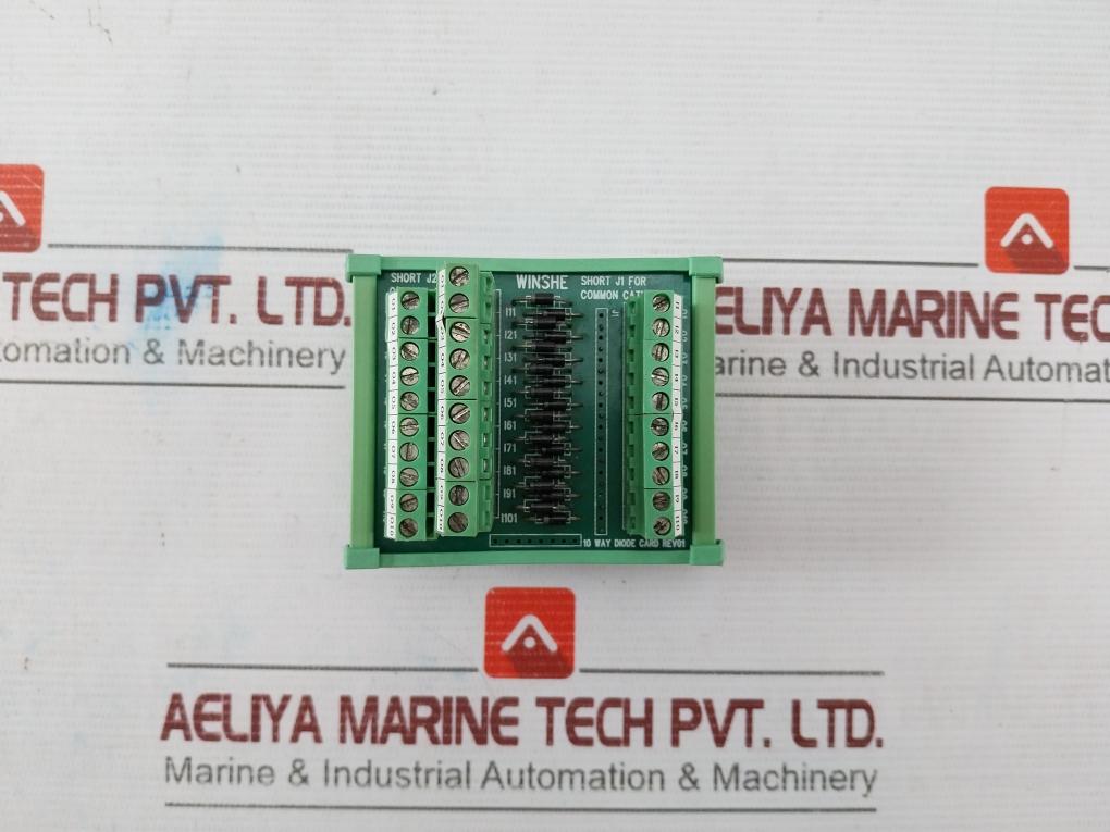 Winshe 10 Way Terminal Diode Card With Dinkle Din Rail Mount Base Rev 01