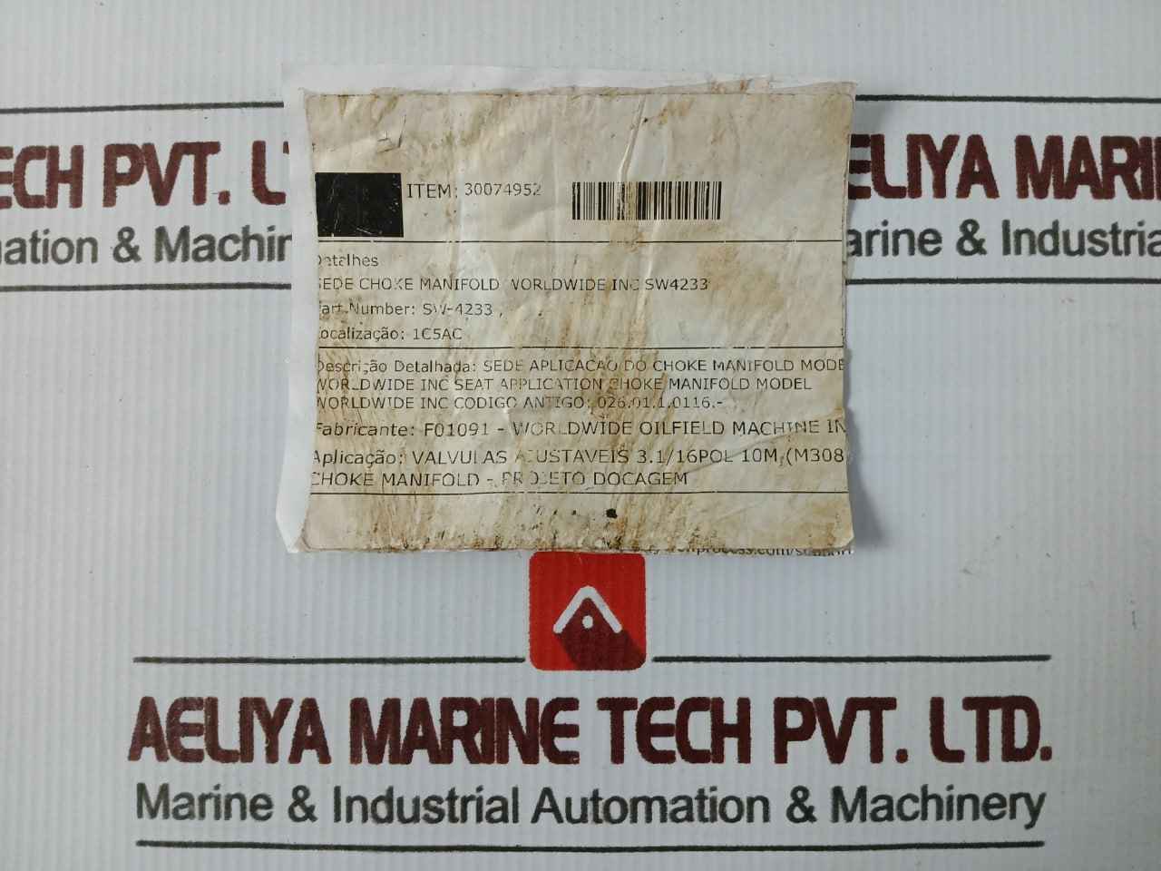 Worldwide Sw-4233 Seat For Choke Manifold, 3.1/16 Inch 10M Pressure Valve