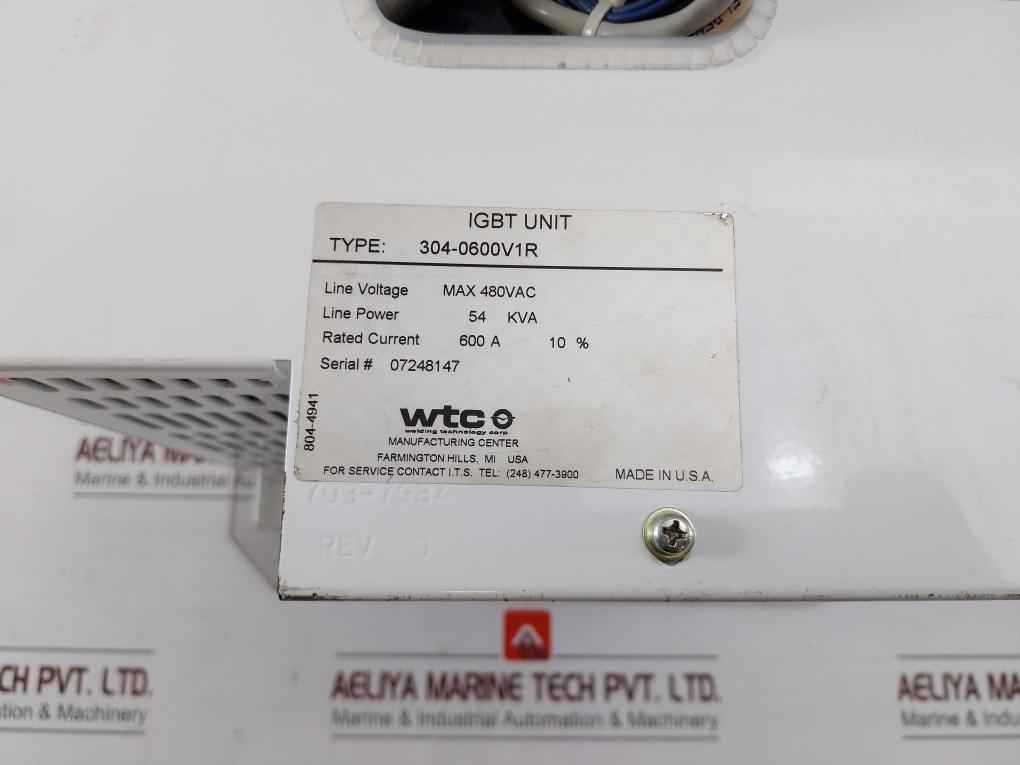 Wtc Inverter-gen5 Base Welding Equipment 304-0600V1R Max 480Vac 54 Kva