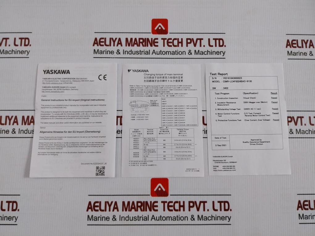 Yaskawa 3-phase Elevator Inverter 380–480 Vac 50/60 Hz Part No Cimr-lc4F0024Bac-9130