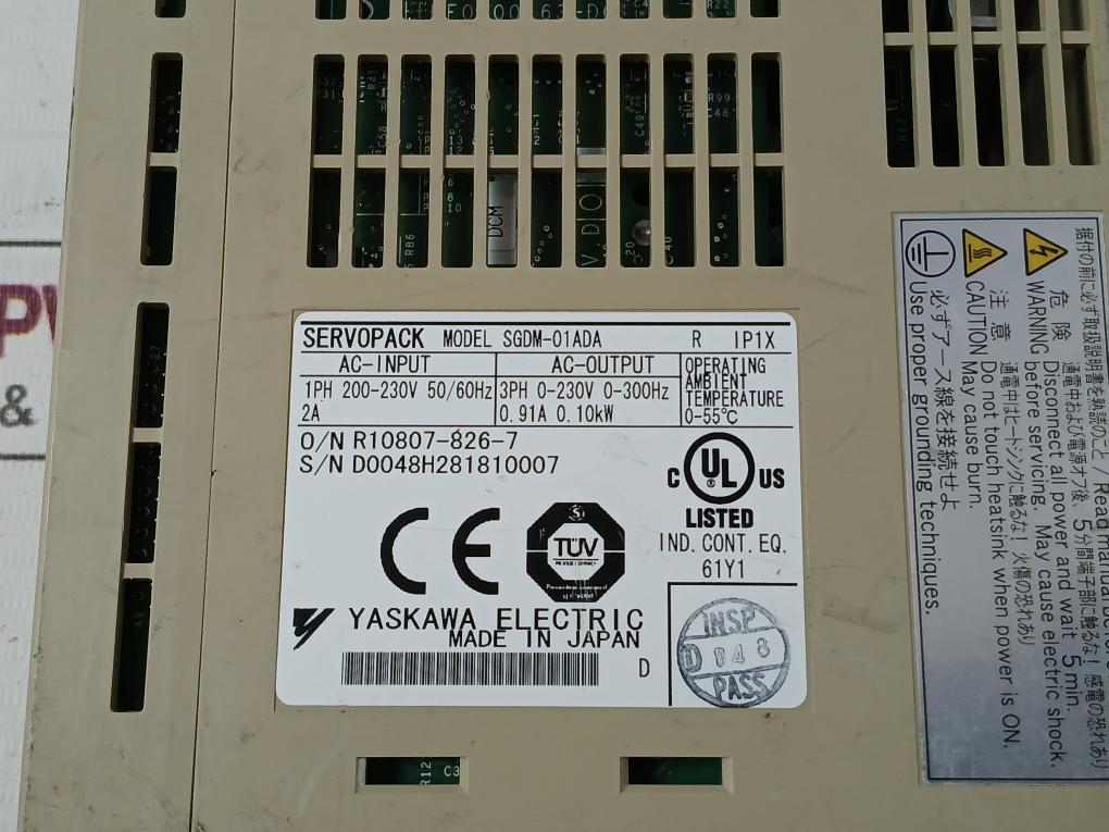 Yaskawa Electric Sgdm-01Ada Servo Amplifier 1Ph 200-230V 50/60Hz 2A