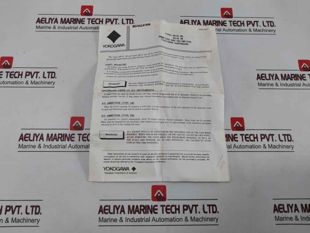 Yokogawa 103111Fazz7Ssy Ammeter Rtg 1Ma Db-16, -40