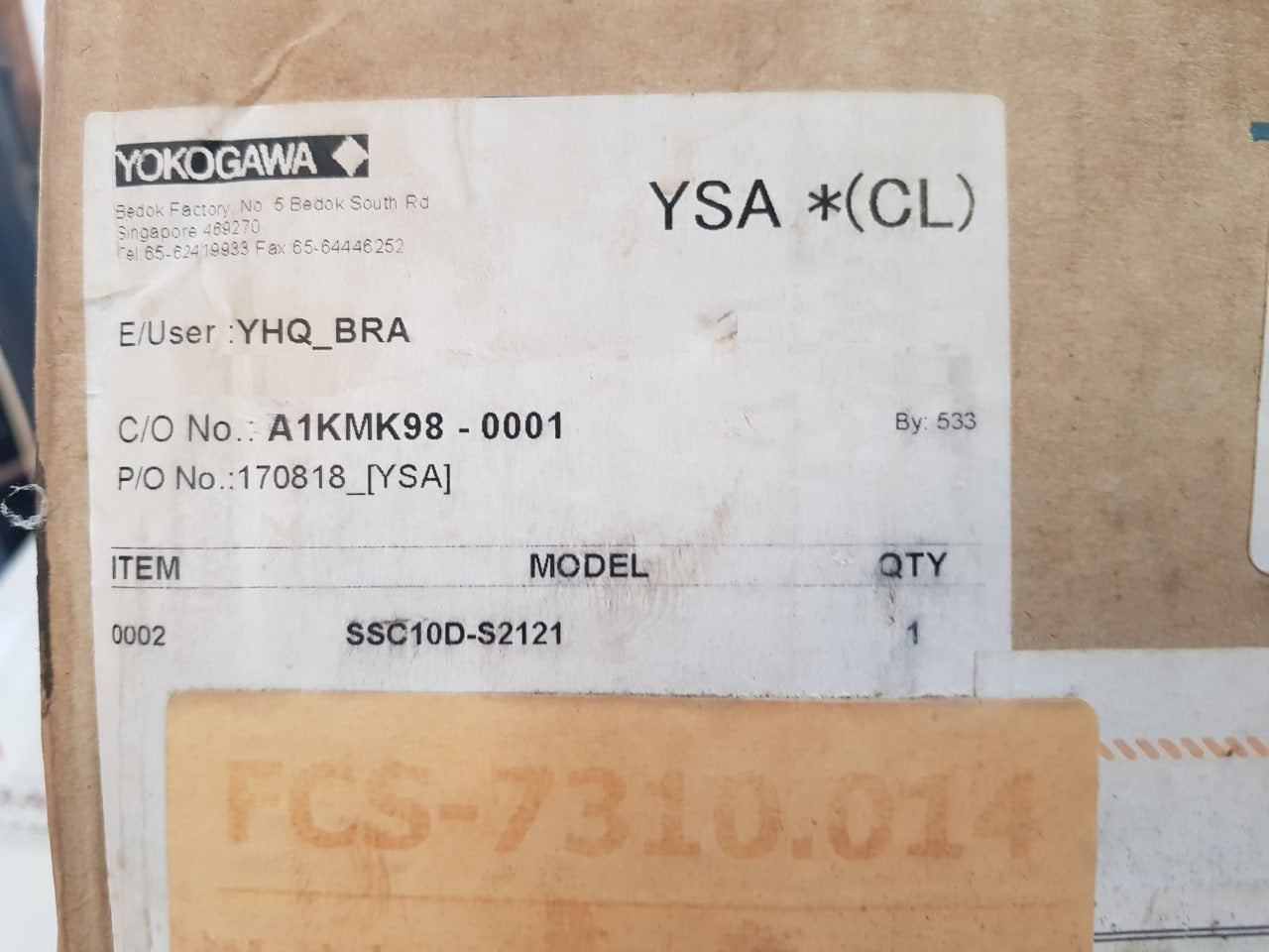 Yokogawa Ssc10D-s2121 Safety Control Unit C2Mb12514C Y05486-001 5M58Gp