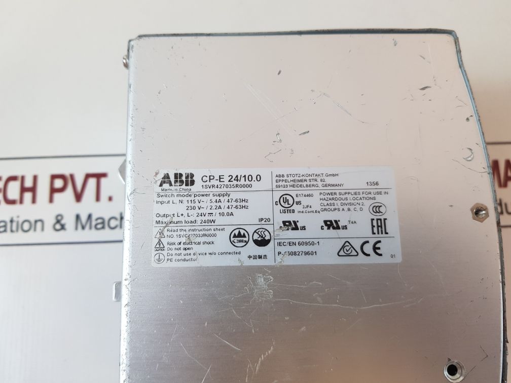Abb Cp-e 24/10.0 Switch Mode Power Supply 1Svr427035R0000 115V~/5.4A/47-63Hz