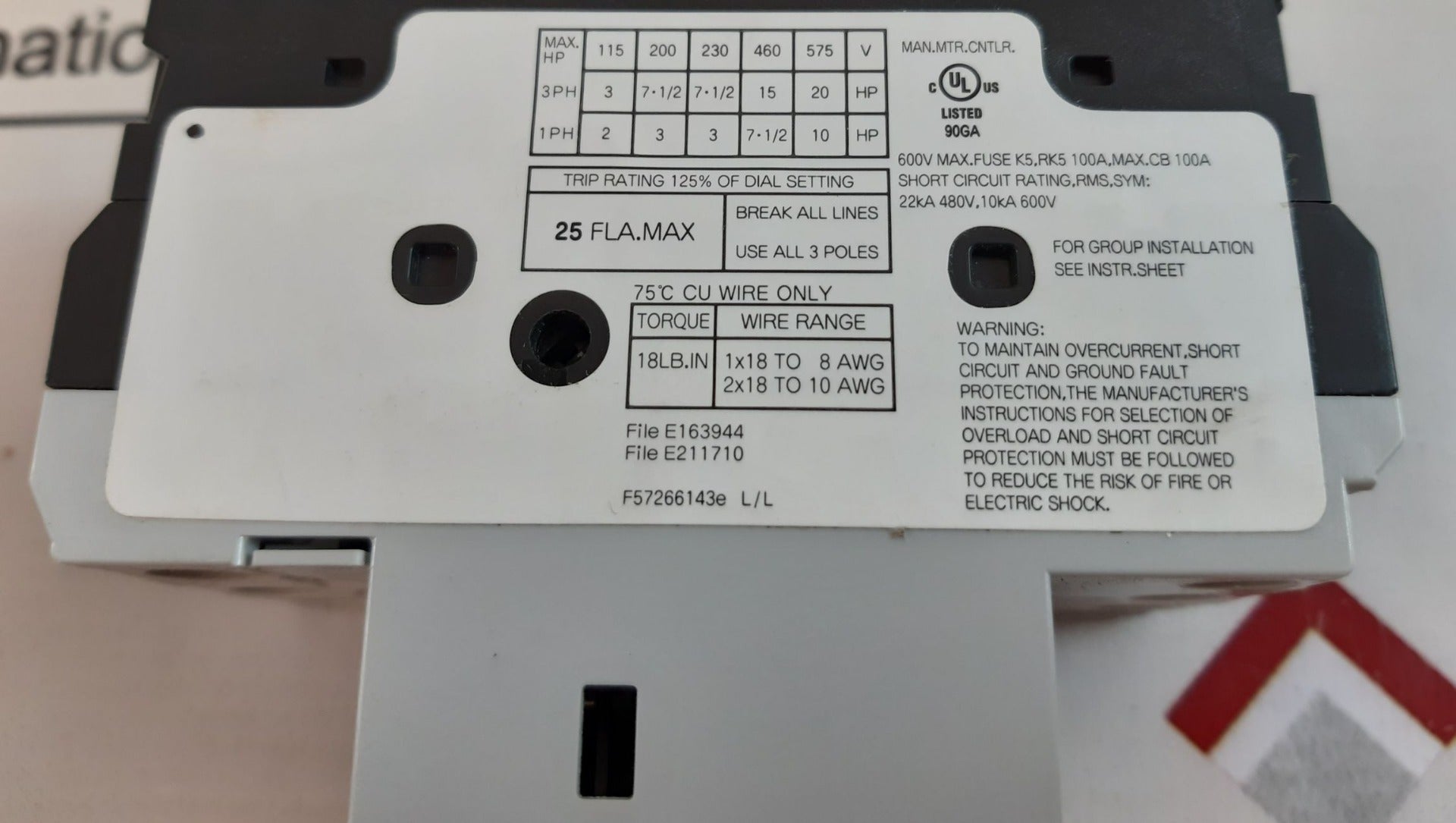 Aeg Mbs32sg250 Manual Motor Starter