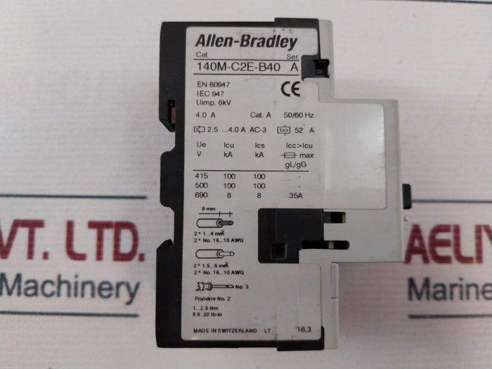 Allen-bradley 140M-c2E-b40 Motor Protector Circuit Breaker Series A 2.5.4.0A