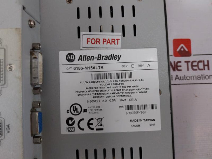 Allen-bradley 6186-m15Altr Versaview 1500M Panel Monitor Rev.A 9-36Vdc