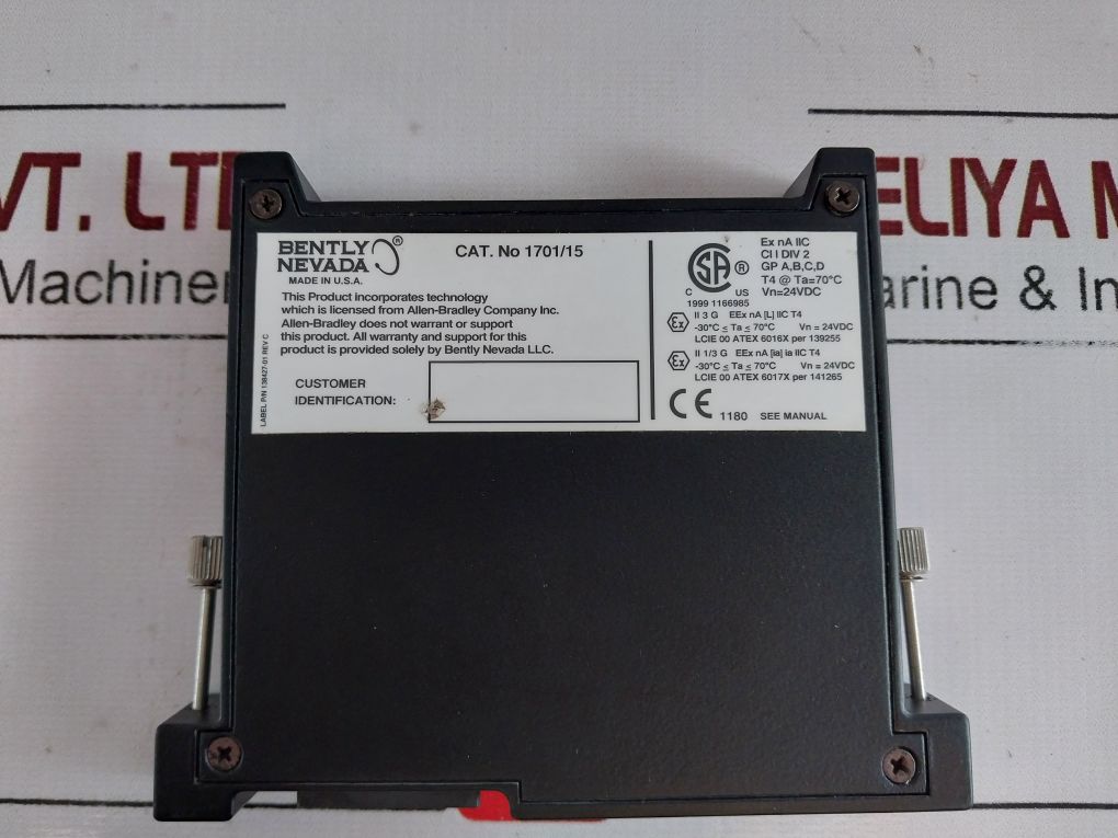 Bently Nevada 1701/15 Proximitor Input Monitor Rev C 138427-01 24Vdc 05F00Aay 20