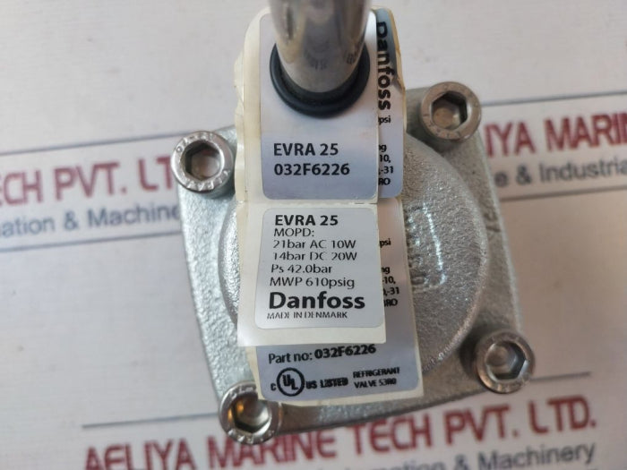 Danfoss Evra 25 Refrigerant Solenoid Valve 032f6226 21bar Ac 14bar Dc 610psig