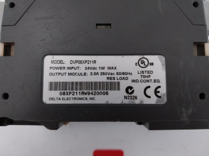 Delta Dvp08Xp211R Output Module 24Vdc 1W Max 08Xp211Rw9420006 250Vac, 50/60Hz