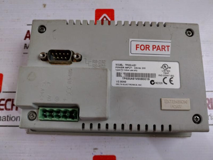 Delta Tp02G-as1 Human Machine Interface Controller 24Vdc 3W