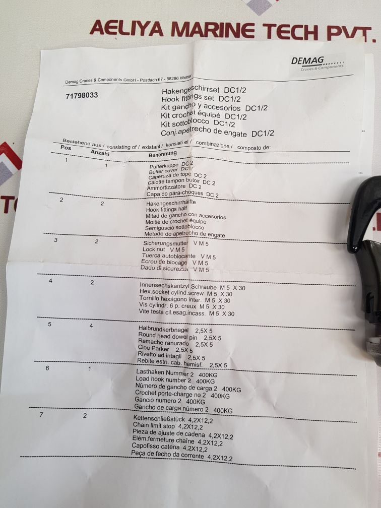 Demag 71798033 hook fitting set dc1/2