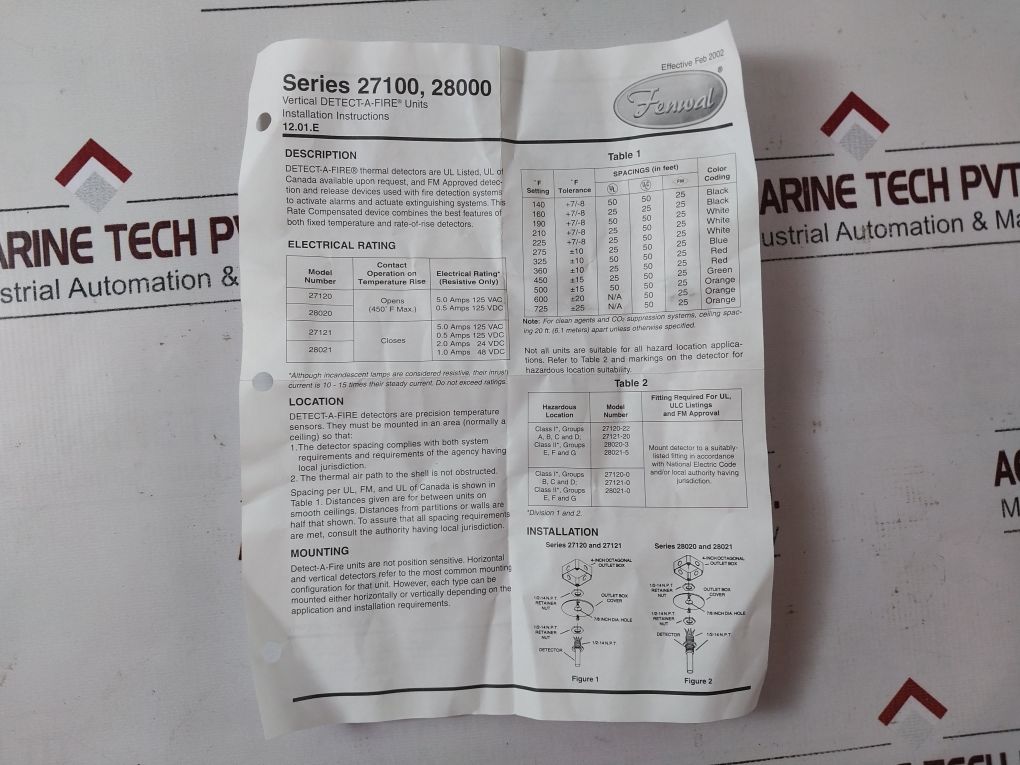 Kidde-fenwal 27121-0 Fire Heat Detector 12-e27121-000-05 Series 27100