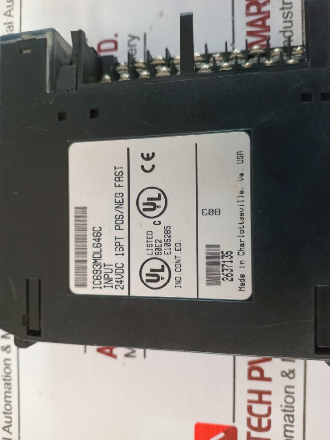 Ge Fanuc Ic693Mdl646C 16 Point Logic Negative/Positive Input Module 24Vdc