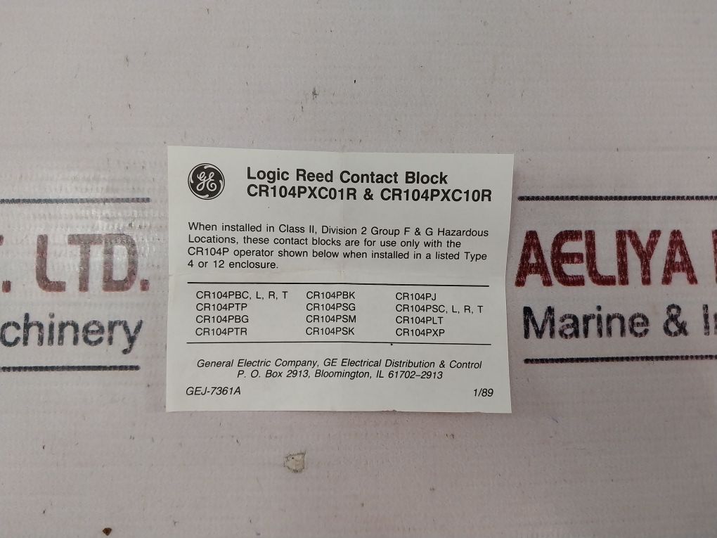 General Electric Cr104Pxc10R Logic Reed Contact Block