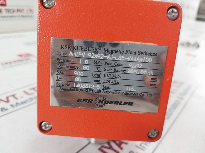 Ksr Kuebler Ahifv-92*92-vu-l85-v44A*100 Magnetic Float Switches