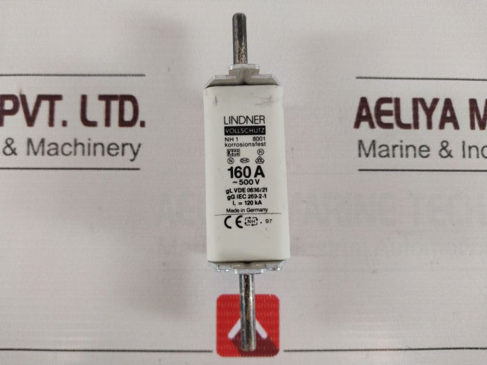 Lindner Nh1 8001 Full Protection Fuse Insert 160A ~500V I1= 120 Ka