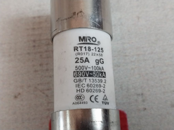 Lot of 11X MRO RT18-125 Fuse 25A GG 500V~100 KA