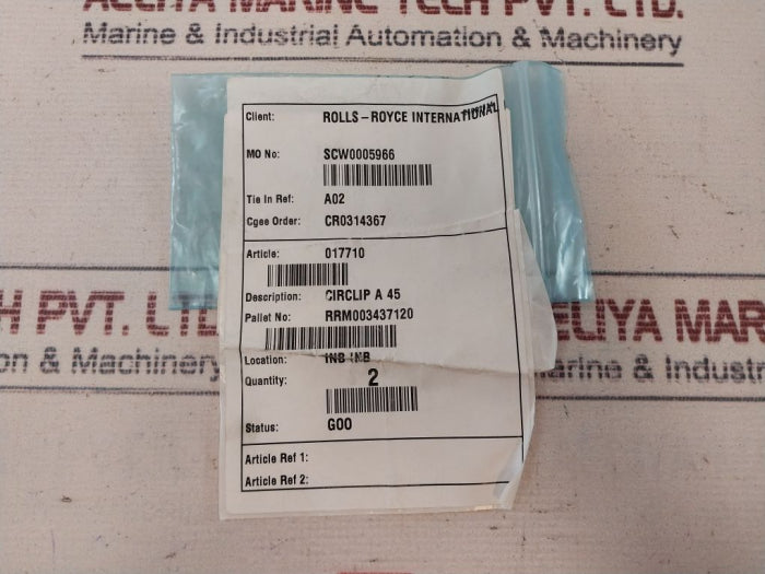Lot Of 2X Rolls-Royce Circlip A 45 Shaft External 017710