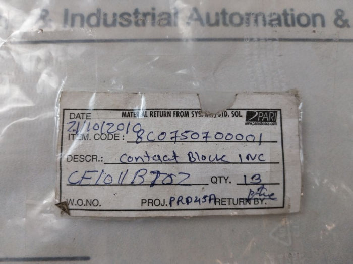 Lot of 5X Eaton E22B1 Contact Block 1NC 8C0750700001